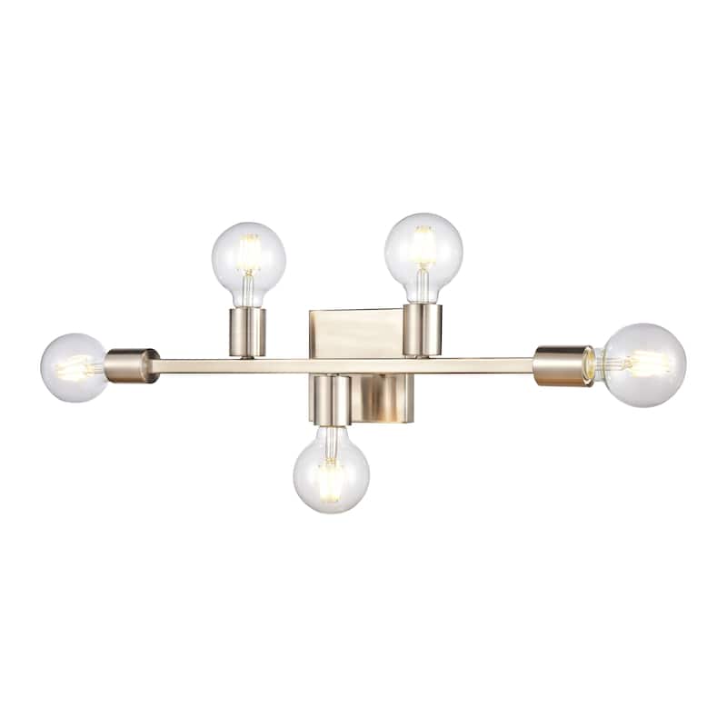 Attune 22-inch Wide 5-Light Vanity Light in Burnished Brass - 22 - Satin Nickel