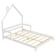 preview thumbnail 8 of 7, White Full Size Pine Wood House-Shaped Headboard Floor Bed with Handrails and slats for Bedroom