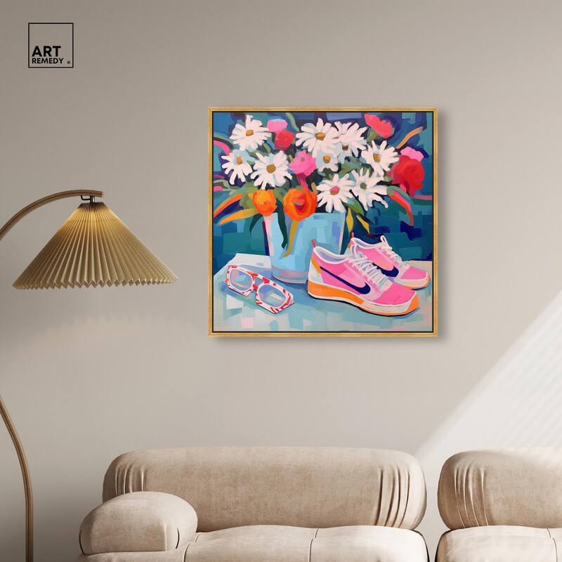 Whimsical Sneakers Flower Vase Canvas by Art Remedy