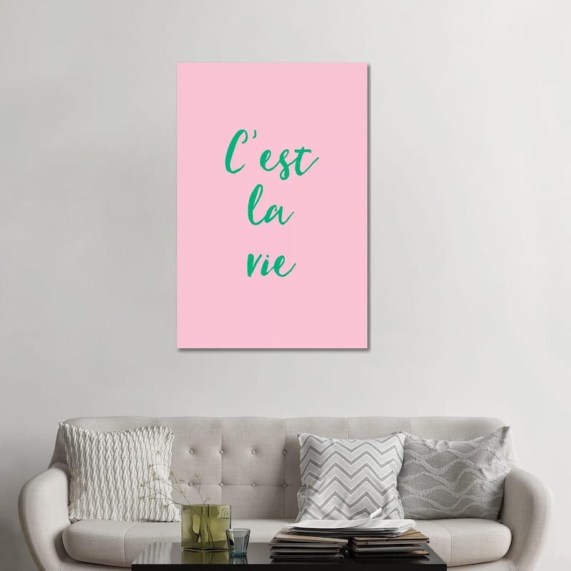 iCanvas "C'est La Vie Pink And Green" by Ruby and B Canvas Print - 48x32x1.5
