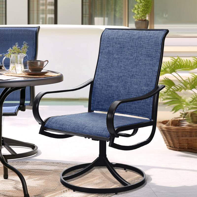 MAISON ARTS 9 Pieces Patio Dining Set, 60 Inch Square Metal Table and Sling Dining Chairs