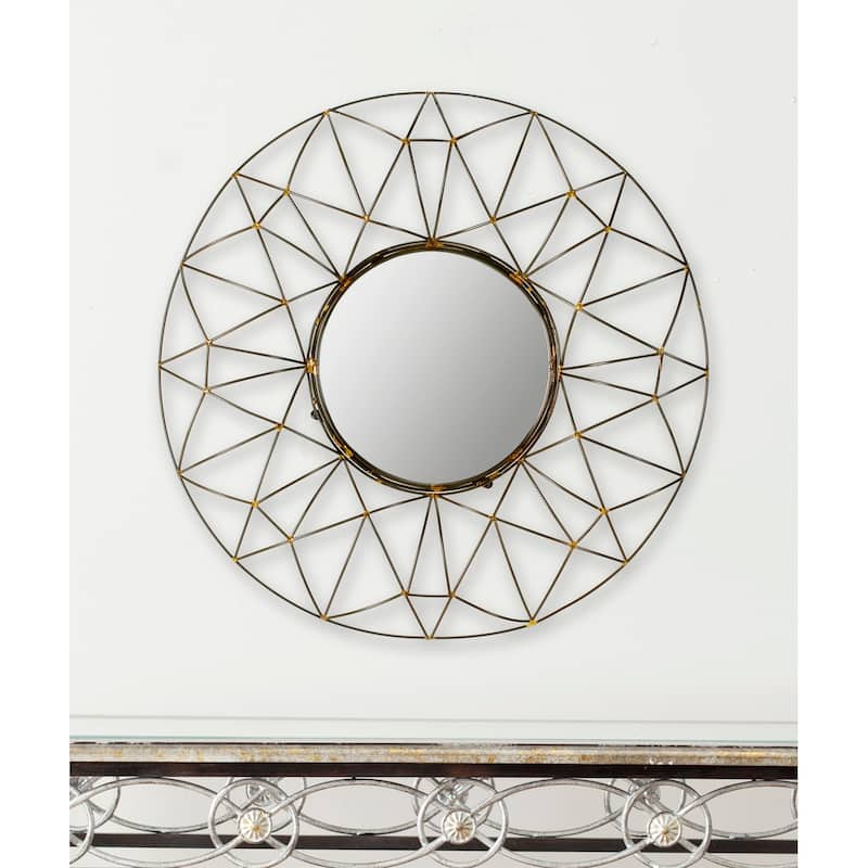 SAFAVIEH Deolinda Iron 32-inch Round Decorative Mirror - 32" x 3.5" x 32" - 32Wx4Dx32H
