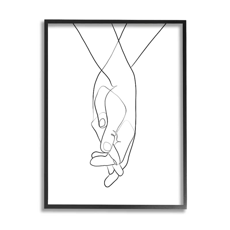 Stupell Hands Intertwined Romantic Gesture Minimal Linework Framed Wall Art