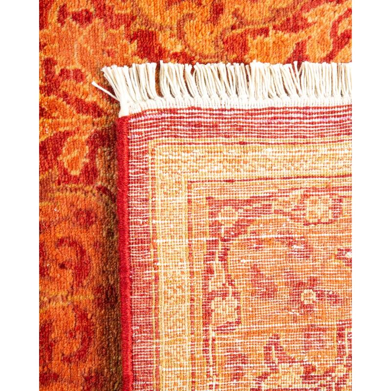 Overton Hand Knotted Wool Traditional Oriental Orange Runner