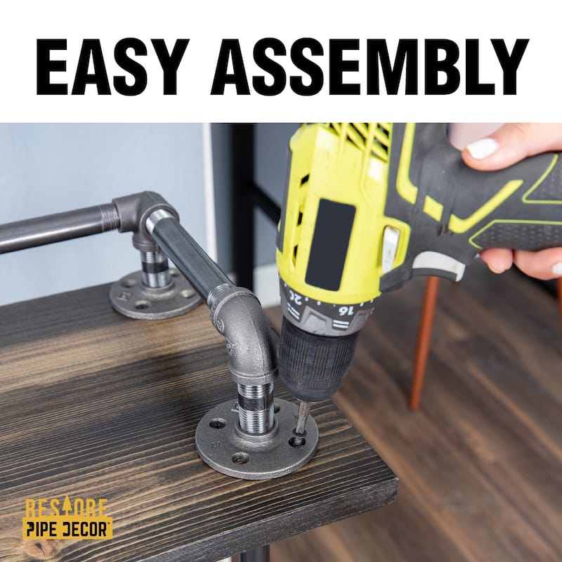 Restore by PIPE DECOR Industrial 3 Tier Solid Wood & Steel Pipe Bar Cart with Wheels