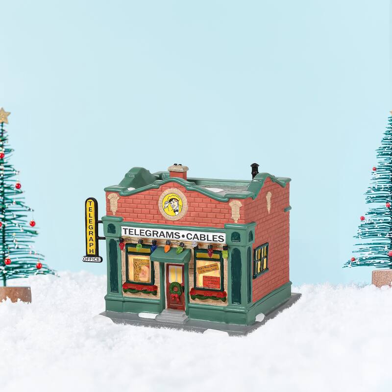 dept 56 hohman telegraph office christmas lighted building # 6005576