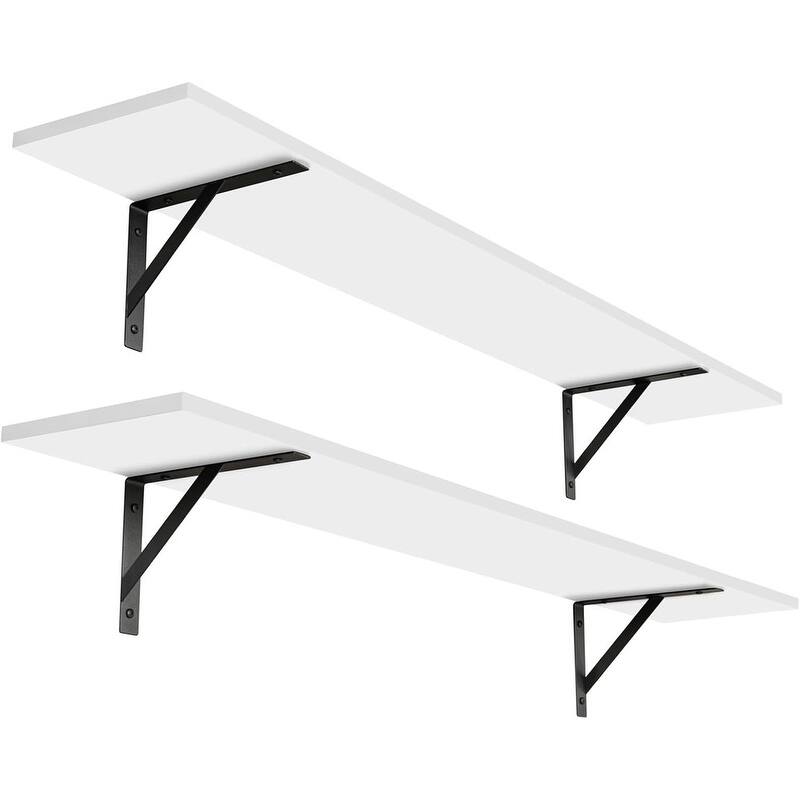 Long Wall Shelves, 47.3Inch Wall Mounted Shelves Set of 2 - 7.9"D x 47.3"W x 6.1"H - White