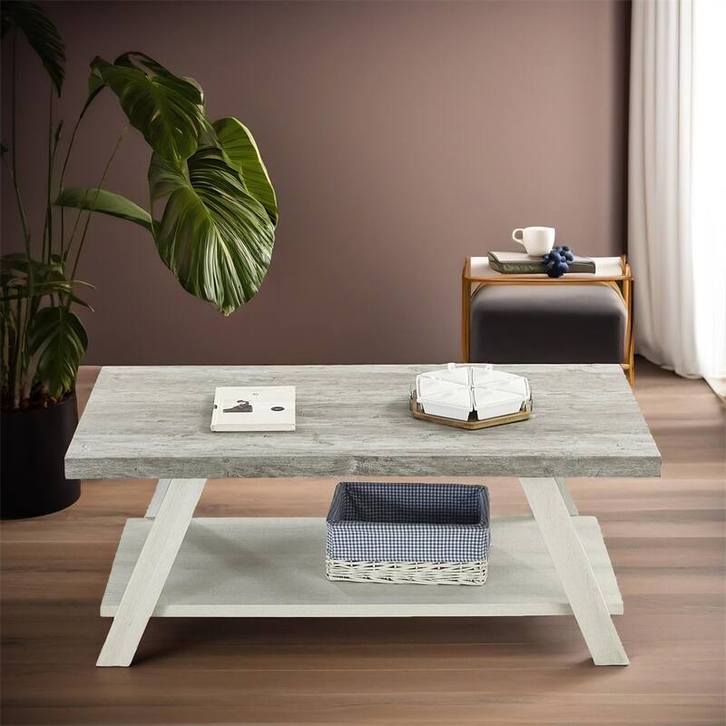 Athens Contemporary Replicated Wood Shelf Coffee Table