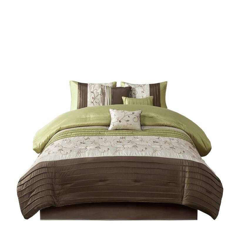 GDF Studio - Embroidered 7-Piece Comforter Set with Decorative Pillows
