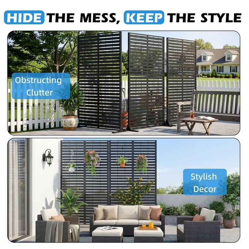 EROMMY Privacy Screen Metal Outdoor Indoor Divider, Weather & Rust Proof Garden Patio Pool Fence, Easy Assemble Modern Design