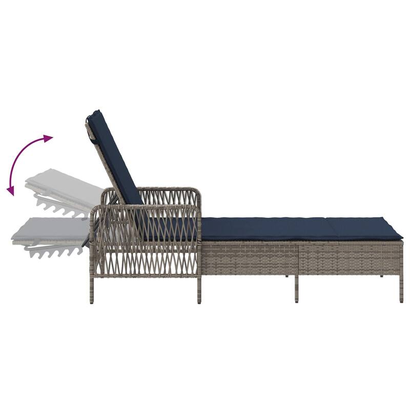 Adjustable Sun Lounger - 61.8 x 21.7 x 36.2 in