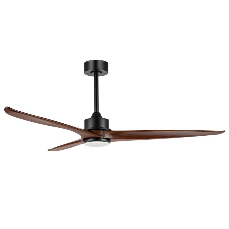 60" Solid Wood 3-Blade LED Ceiling Fan with Light Kit and Remote Control