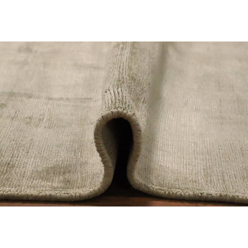 Hand Knotted Oriental Viscose Silk Carpet Modern Modern Green Abstract Area Rug - 11' 4'' X 8' 0''