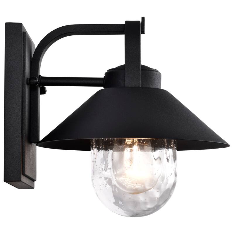 Ridge Small Outdoor Lantern Black Finish Clear Seeded Glass