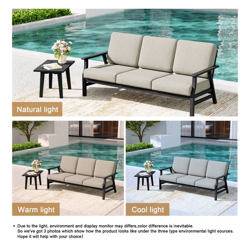 2-Piece Teak Outdoor Sofa Set with Table