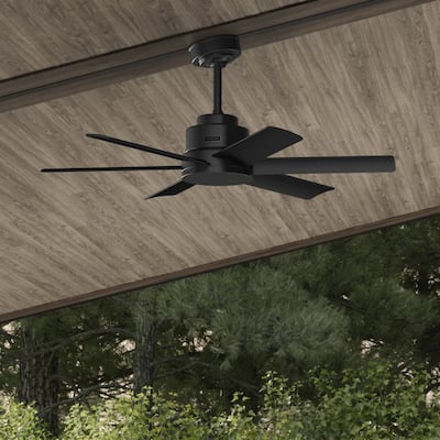 Hunter 44" Kennicott Outdoor Ceiling Fan with Wall Control, Damp Rated - Industrial, Contemporary, Transitional
