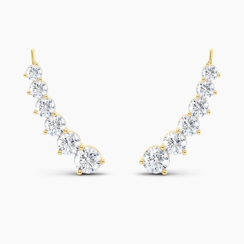 Auriya 3ctw Round Lab Grown Diamond Climber Earrings 14-karat Gold (E-F, VS1-VS2)