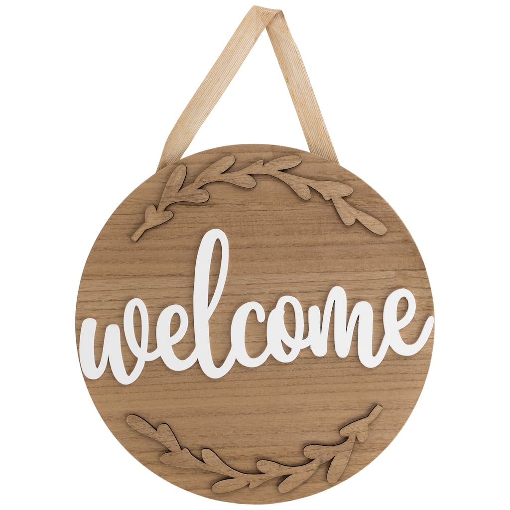 Welcome Daily Branches Wooden Wall Sign - 15.75"