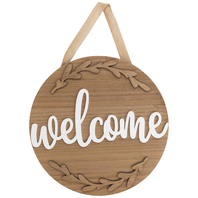 Welcome Daily Branches Wooden Wall Sign - 15.75"