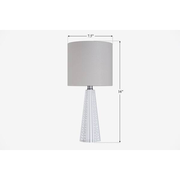 dimension image slide 10 of 13, 16-in. Glass Lamp w/ Brushed Nickel Accents and Drum Shade