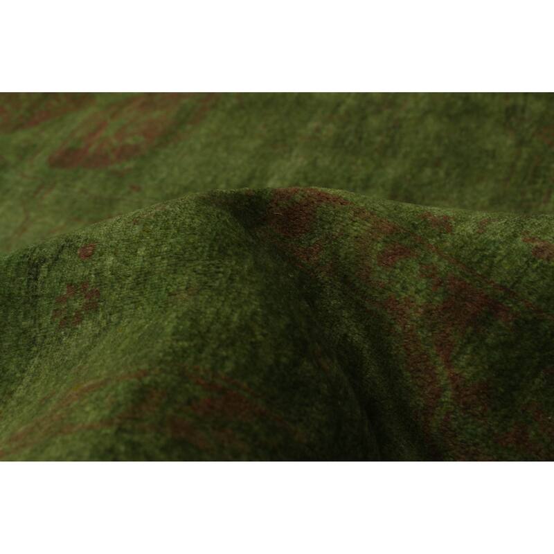 ECARPETGALLERY Hand-knotted Vibrance Green Wool Rug - 6'1 x 8'11