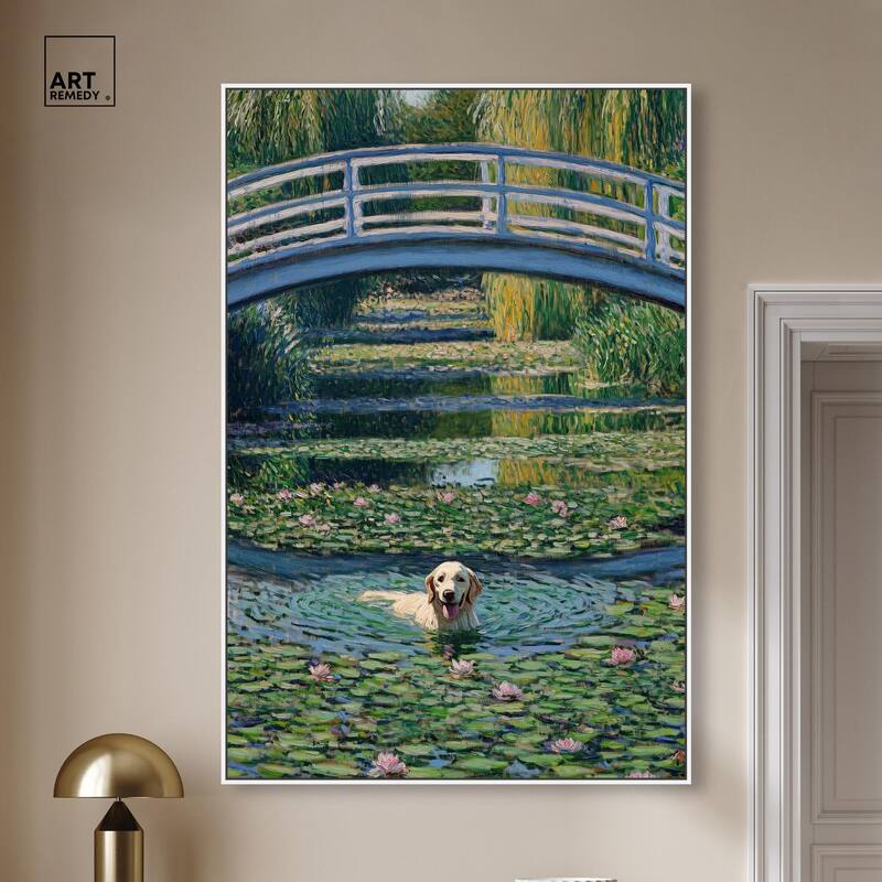 The Pond Under the Bridge Canvas by Art Remedy