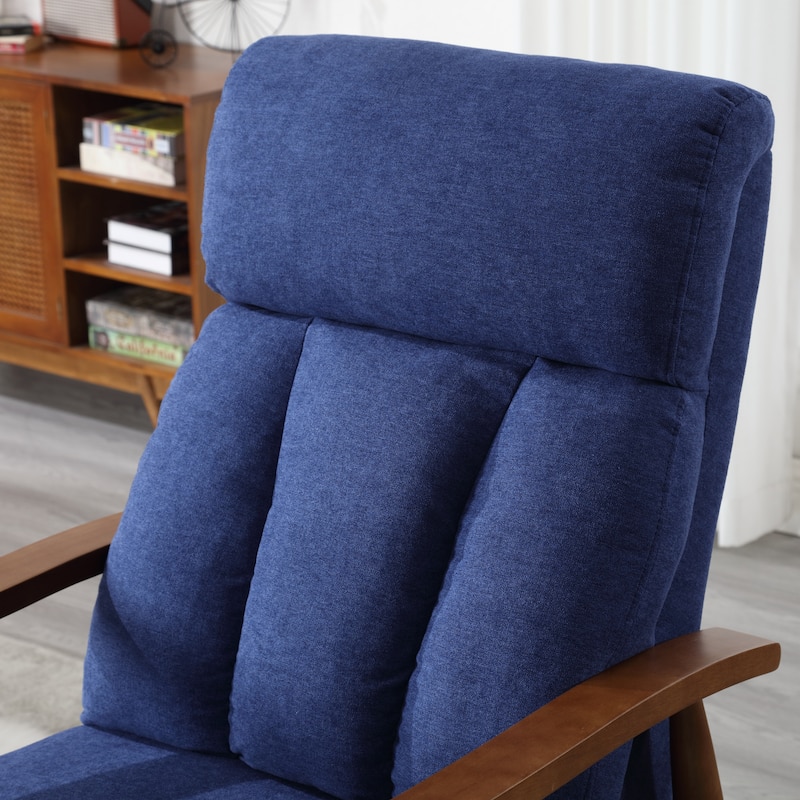 Blue Modern 26.38" Upholstered Adjustable Chaise Lounge Chair with Wood Frame for Living Room