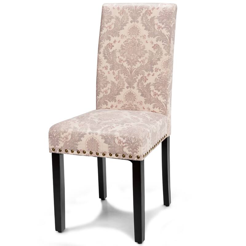 Costway Set of 2 Fabric Dining Chairs Upholstered with Nailhead Trim - See Description