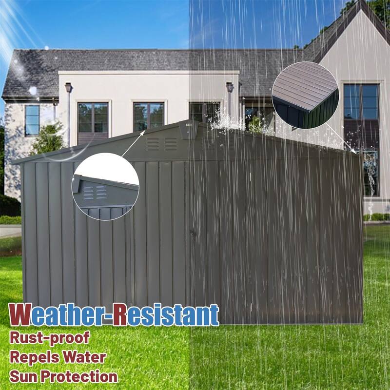 11 ft. W x 9 ft. D Metal Storage Shed with Double Door (99 sq. ft.)
