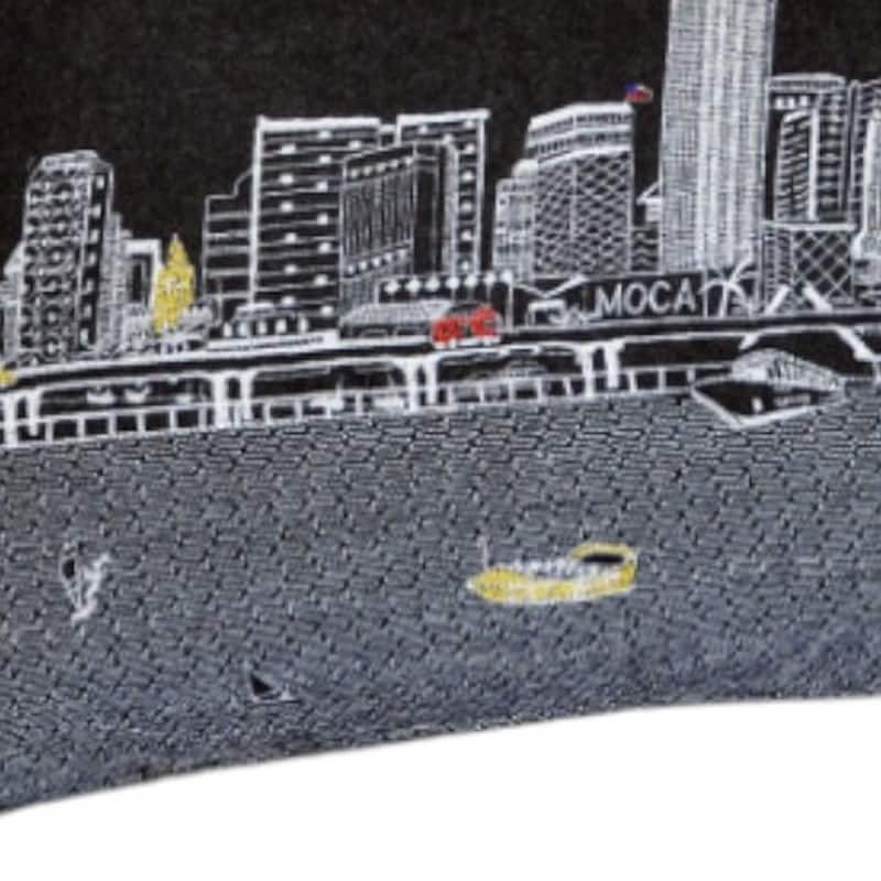 HomeRoots 35" Black Miami Nighttime Skyline Lumbar Decorative Pillow