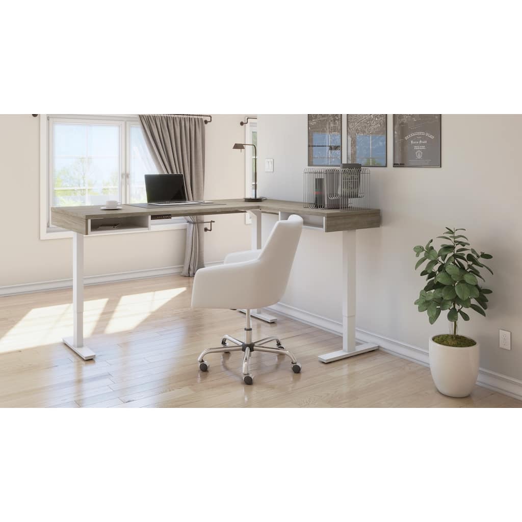 Bestar Pro-Vega 72W Electric L-Shaped Standing Desk with Storage