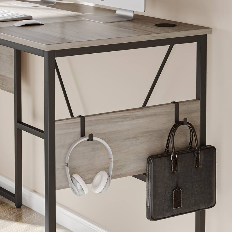 60'' L Shaped Desk with Storage Cabinet Office Computer Desk