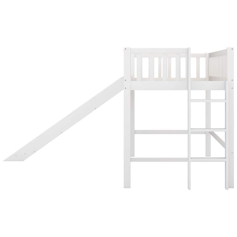 Low Loft Bed with Ladder and Slide