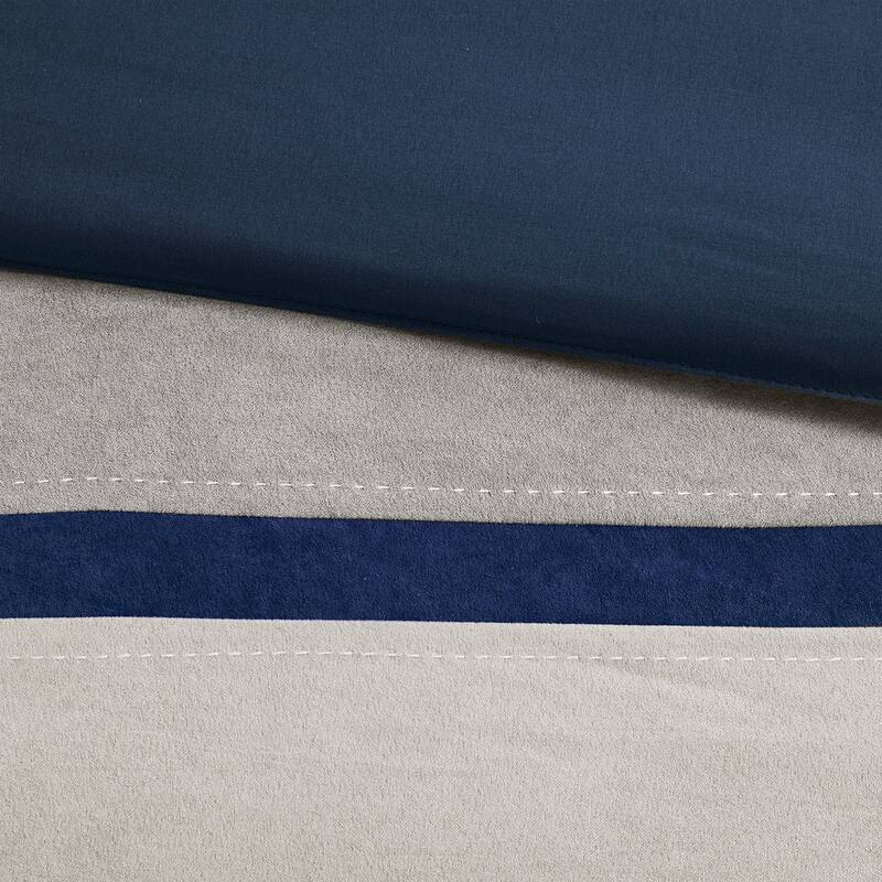 7 Piece Faux Suede Comforter Set Blue Queen