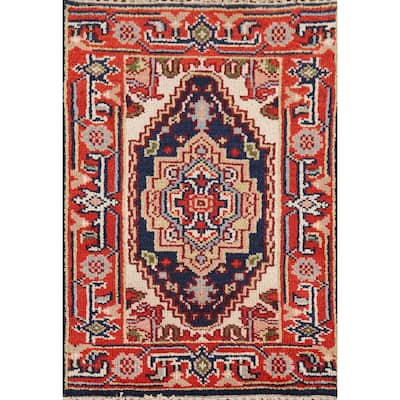 Heriz Serapi Indian Accent Rug Hand-Knotted Wool Carpet - 2'0" x 3'0"