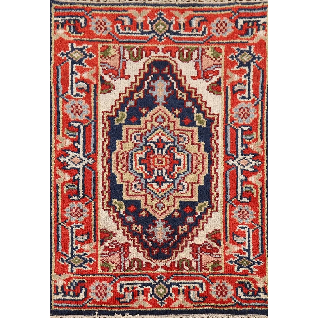 Heriz Serapi Indian Accent Rug Hand-Knotted Wool Carpet - 2'0" x 3'0"