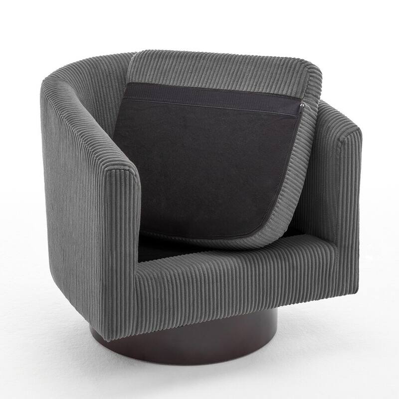 2 Set Round Barrel Chair 360-Degree Swivel Accent Chairs