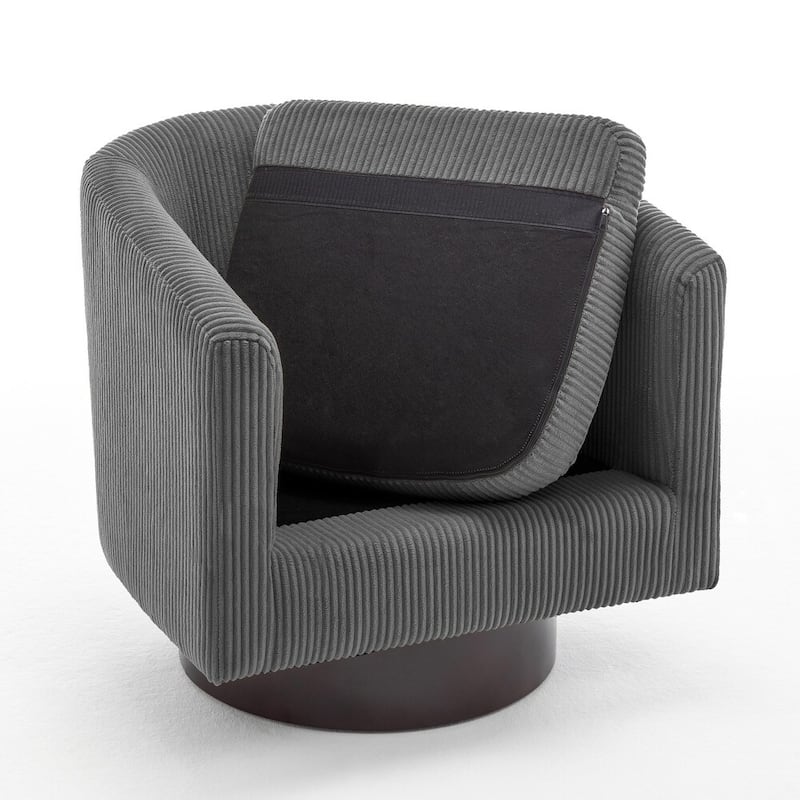 Modern Upholstered Swivel Barrel Club Arm Accent Chair for Living Room