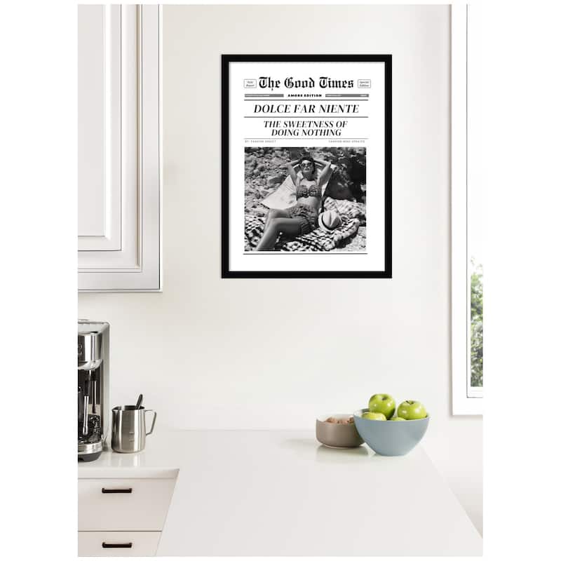 Kate and Laurel The Good Times Newspaper Dolce Far Niente by Honey Island Studio Framed Wall Art Print