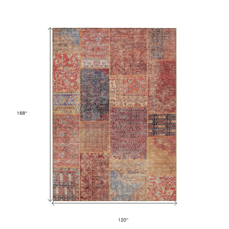 HomeRoots Patchwork Transitional Rectangle Outdoor Rug
