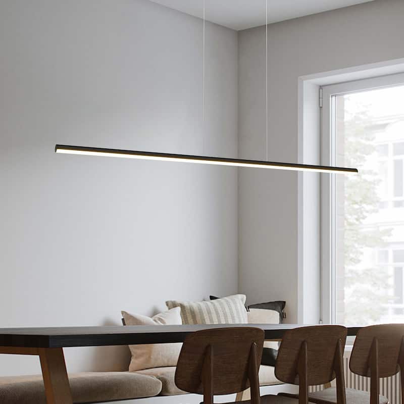 Minimalist Modern Linear Pendant Light Dimmable Integrated LED Chandelier Kitchen Island