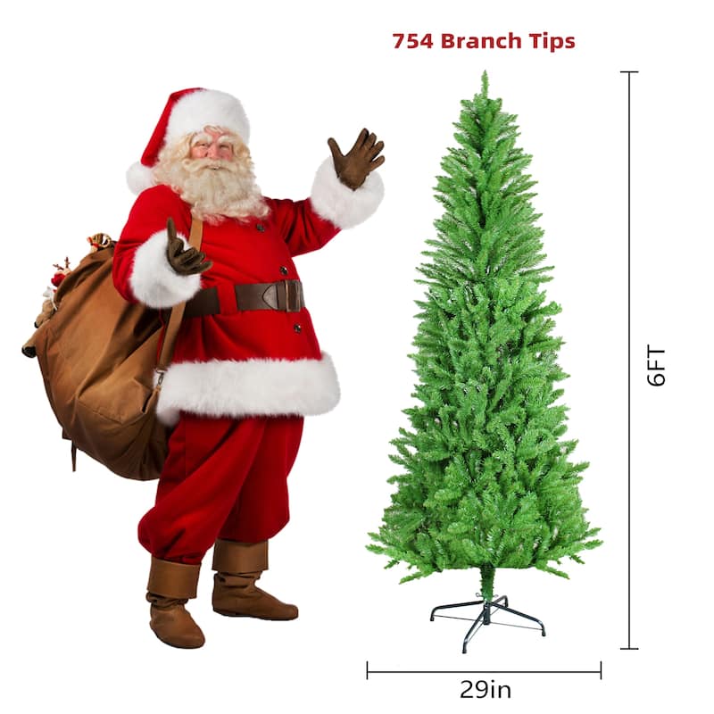 Anmytek 6FT Pencil Slim Christmas Tree - 754 Tips, Lifelike Dense Branches