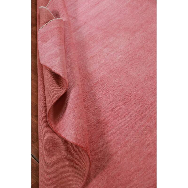 Hand Knotted Oriental 100% Wool Carpet Modern Solid Pink Gabbeh Area Rug - 9' 2'' X 6' 2''
