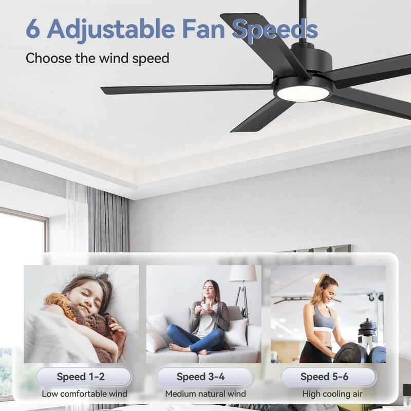 52 Inches 5-Blade Black Integrated LED Ceiling Fan with Light Kit and Remote