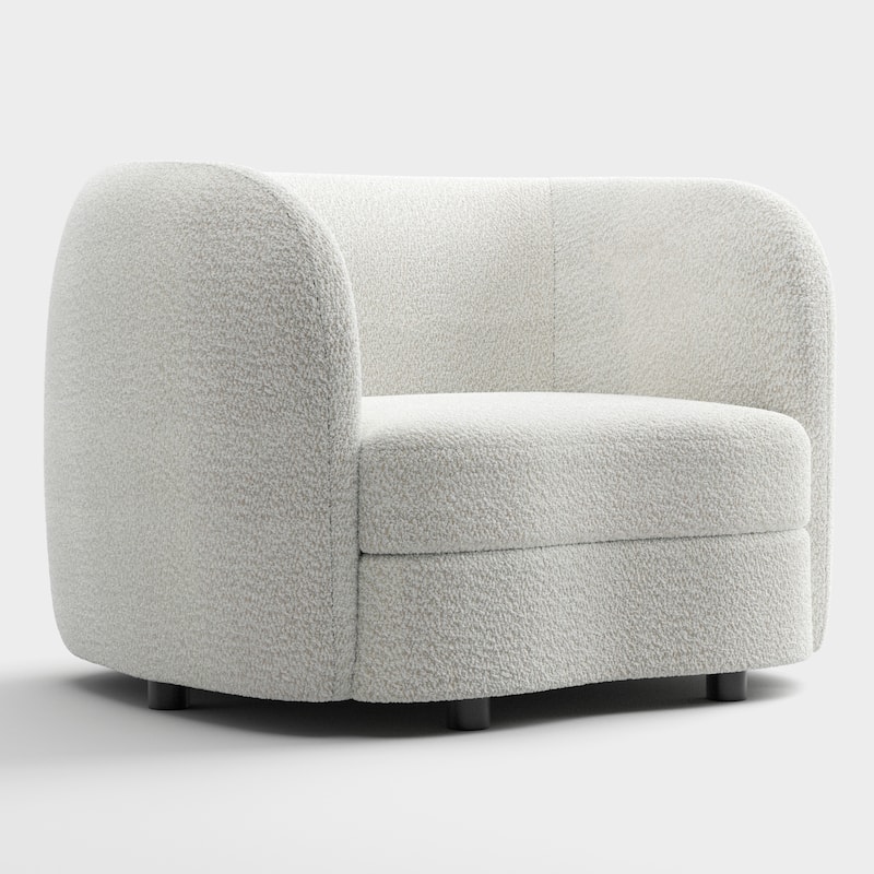 Furniture of America Ophelia Modern Curved Arms Boucle Sofa Set with Round Wooden Legs, 2-Piece or 3-Piece Options