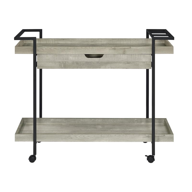 Davis Grey Bar Cart with Storage Drawer