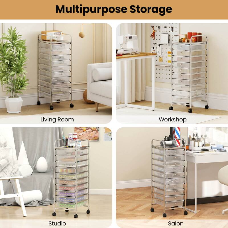 Costway Rolling Storage Cart with Chrome Plated Metal Frame & Lockable - See Details