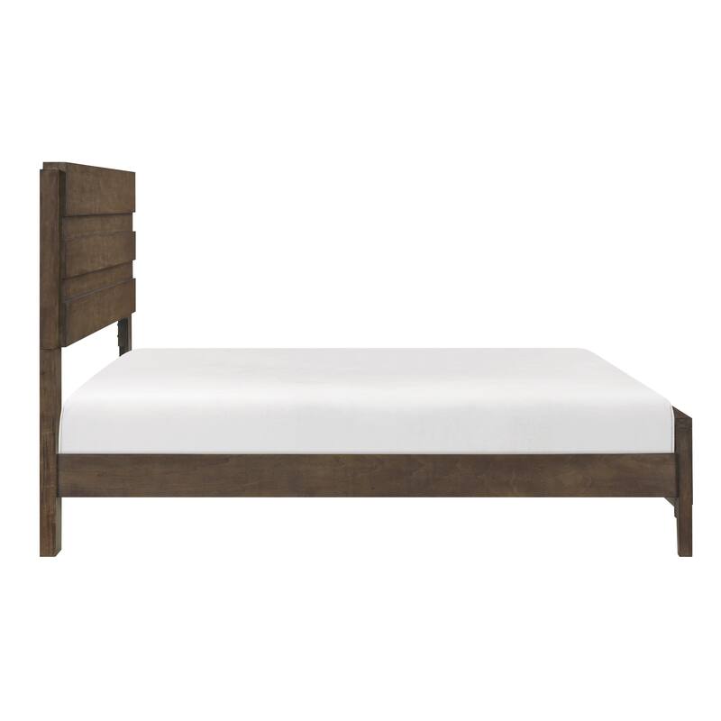 Classic Dark Walnut Finish Panel Bed 1pc Solid Rubberwood