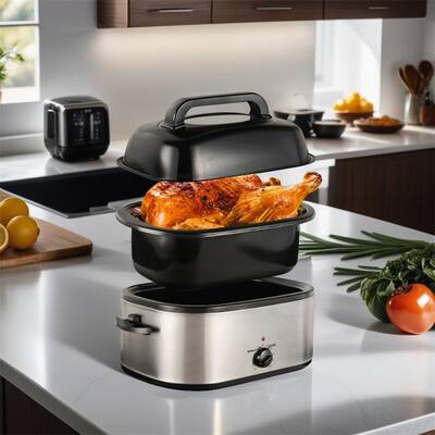 Quarts Stainless Steel Electric Chicken Roaster with Visible Lid - N/A