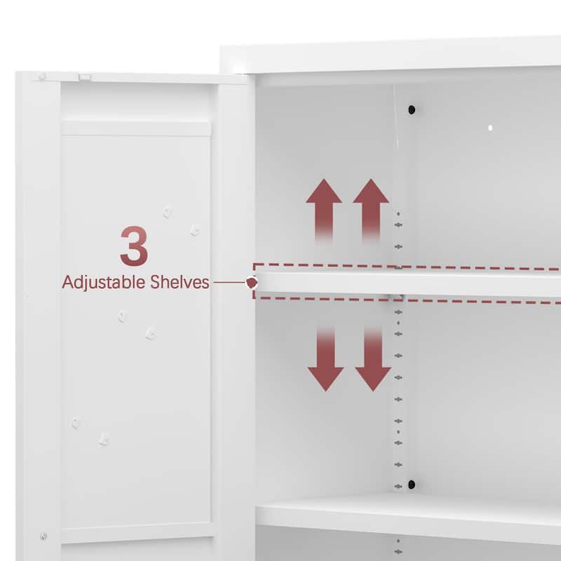 2 Doors Metal Storage Cabinet Kitchen Pantry Cabinet With Adjustable Shelves all Steel Cabinet Locker